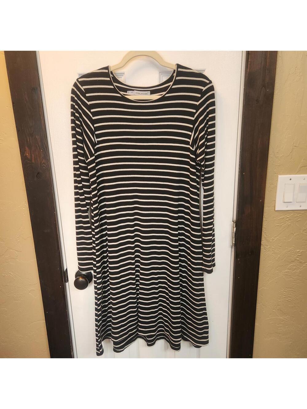 Maurices Women's Striped Long Sleeve Knee Length Dress - Size 0X